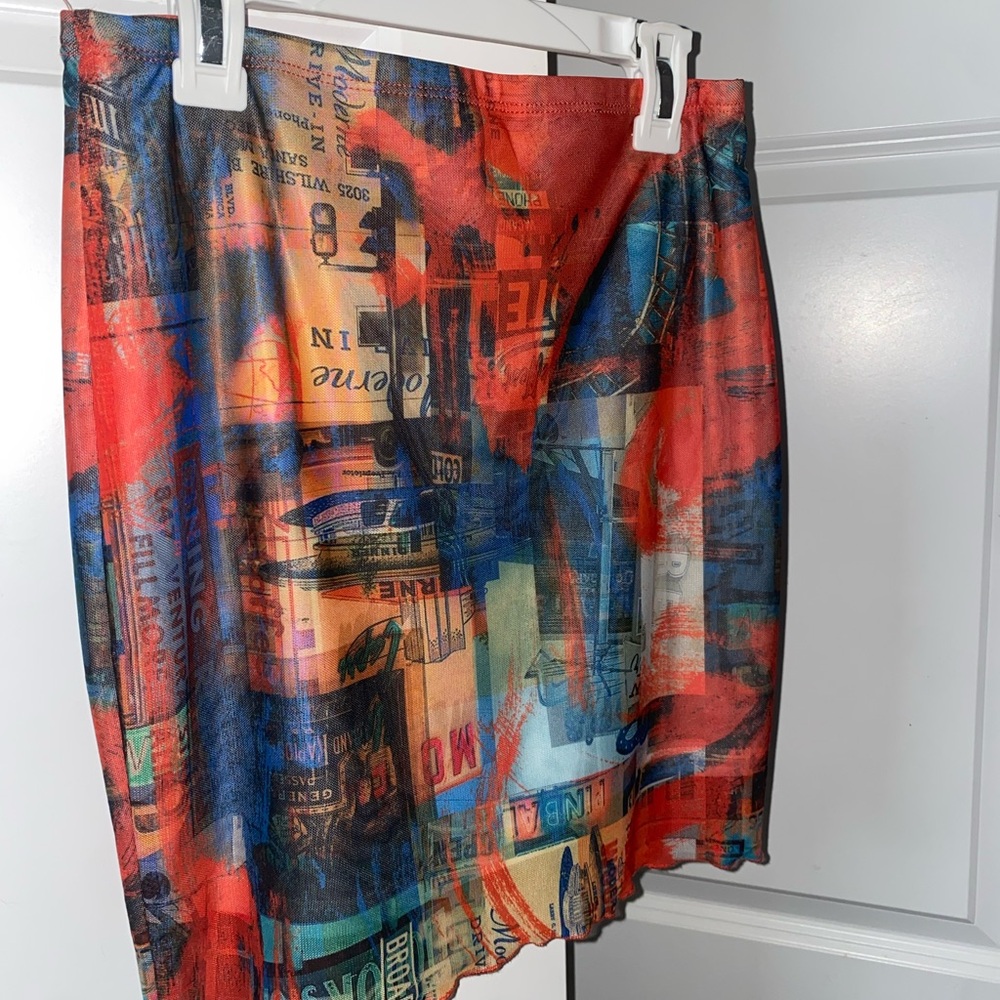 90s mesh patterned mini skirt
